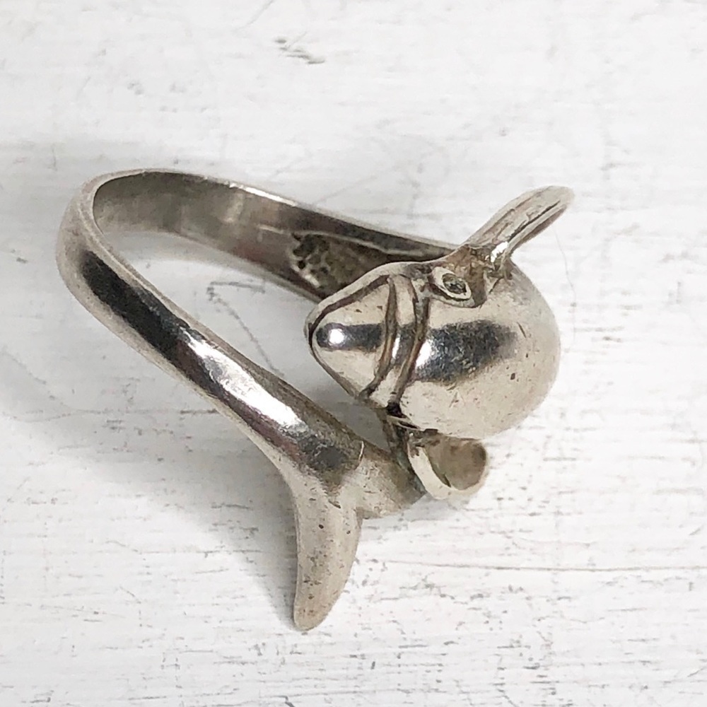 Dolphin Sterling Silver Wrap Ring Size 6